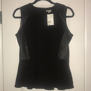 BRAND NEW H& M black leather peplum top